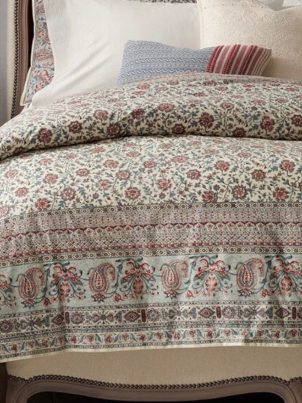 Ralph Lauren Belle Pointe Avah Cotton Queen Duvet Cover Floral Paisley